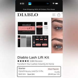 Diablo Lash Lift Starter Set Brand New and Unopened
